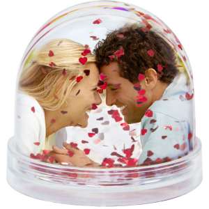 Προσωποποιημένη χιονόμπαλα 2 όψεων με καρδούλες